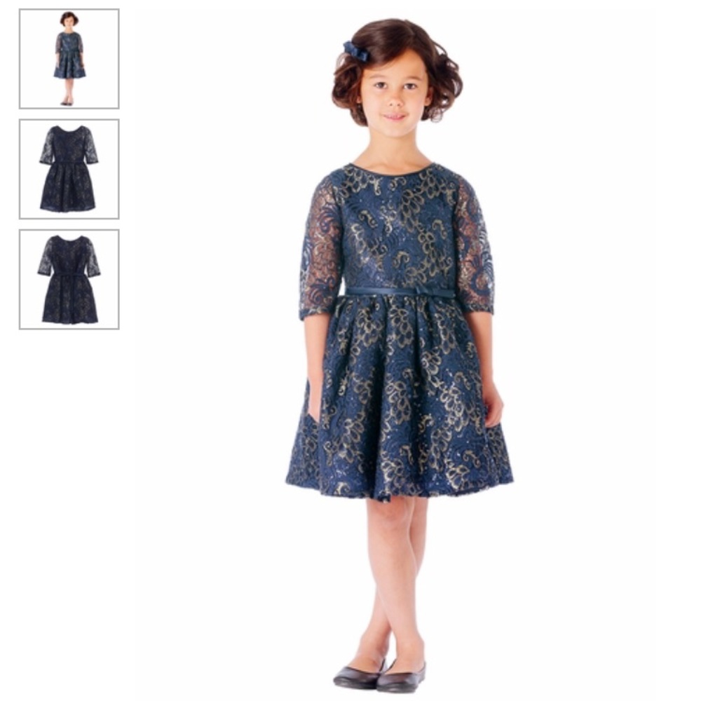 NWT! Pink princess.  gorgeous navy and gold dress!
